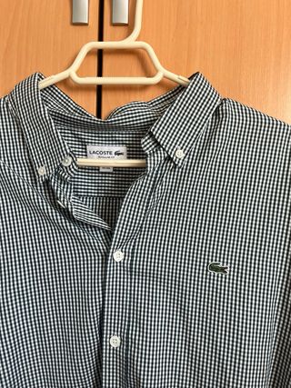 Camisa Lacoste cuadros verde y negro