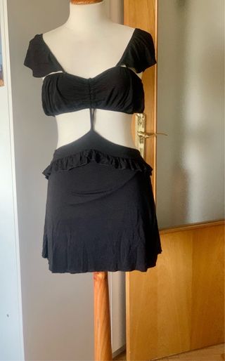 Vestido negro asimétrico vintage