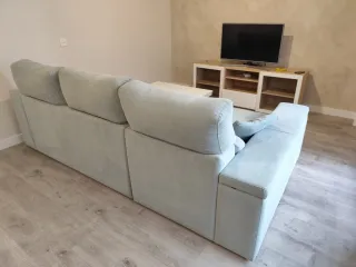 Sofá chaise longue verde manzana tela