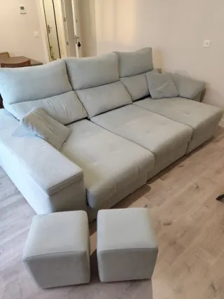 Sofá chaise longue verde manzana tela