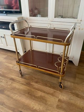 Carrito camarera Mid Century madera y metal