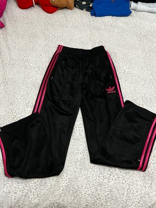 Chándal Adidas acampanado vintage negro/rosa