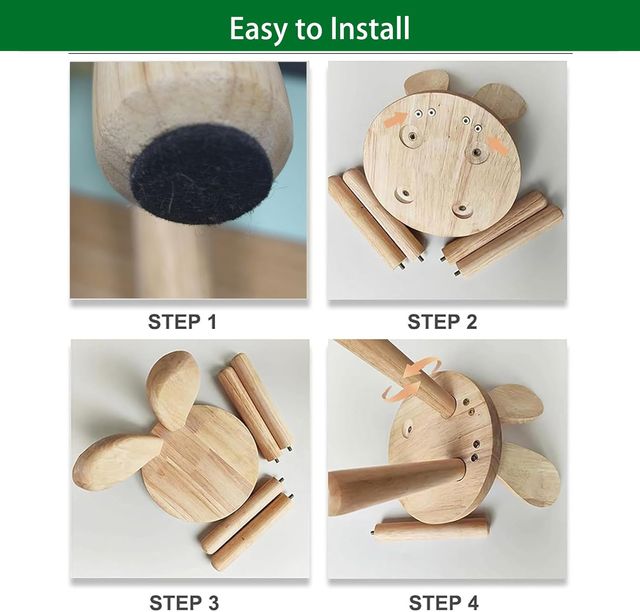 Sedia per bambini in legno con orecchie, 2 unità