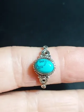 Anillo Plata Ley Turquenita Ovalada