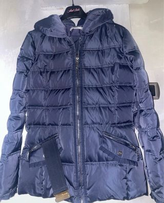 Giubbino blu imbottito con cappuccio