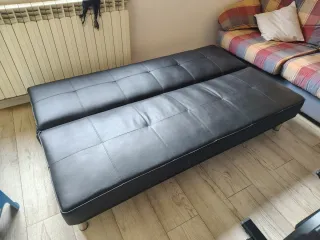 Sofá Cama Negro Piel Sintética