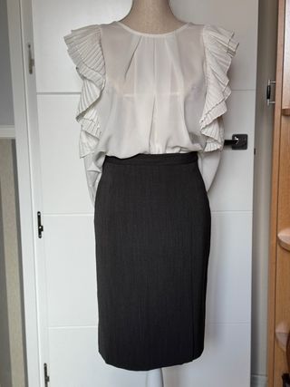 Falda recta/tubo gris marengo El Corte Inglés