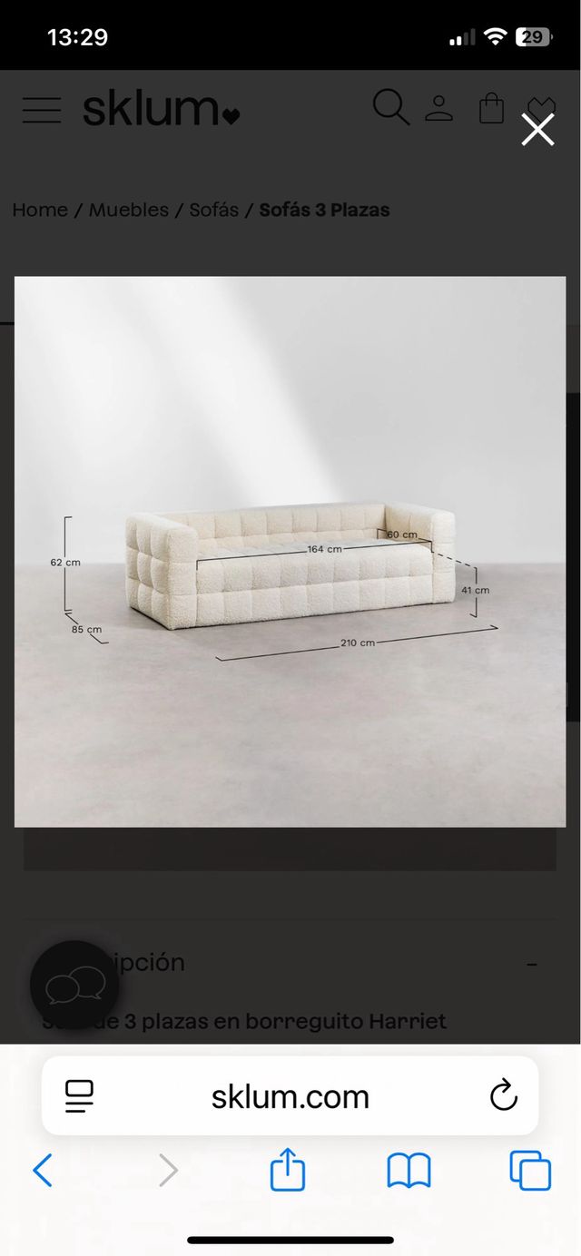 Sofá Sklum 3 Plazas Beige