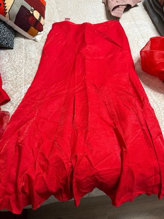 Vestido rojo de fiesta de dos piezas