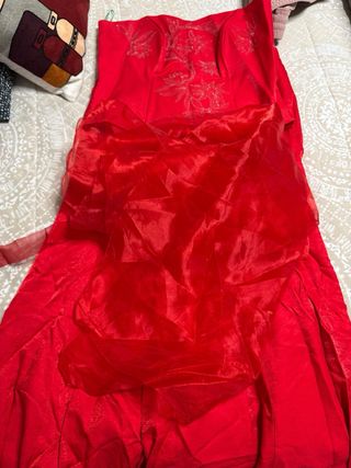Vestido rojo de fiesta de dos piezas