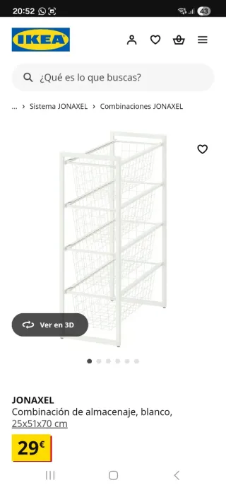 Cajonera de almacenaje con cestas