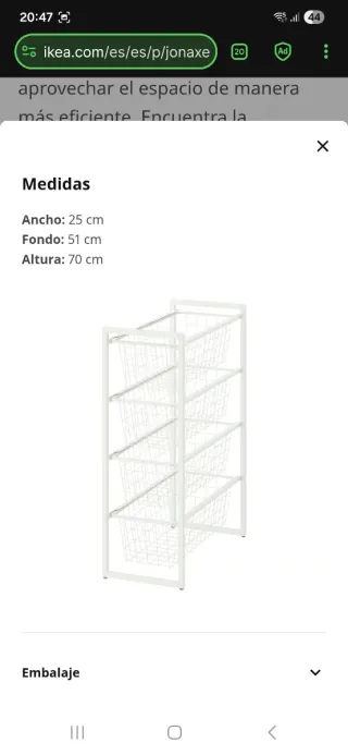 Cajonera de almacenaje con cestas