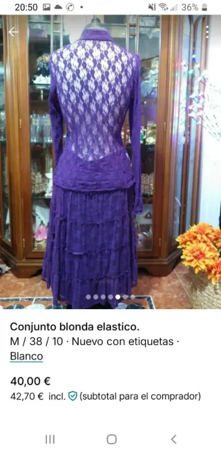 Conjunto falda y blusa encaje elástico