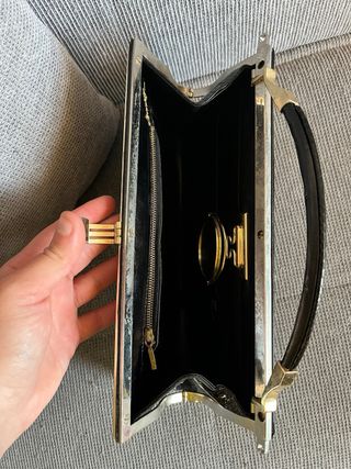 Borsa vintage nera effetto pitone