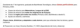 (VER DESCRIP) CLASES PARTICULARES: PRIMARIA Y ESO