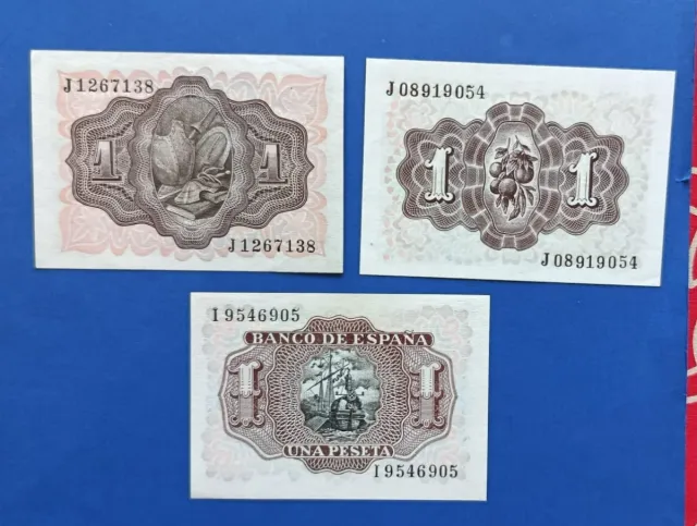 SC 3 Billetes 1 Peseta 1947-1951-1953 Sin circular