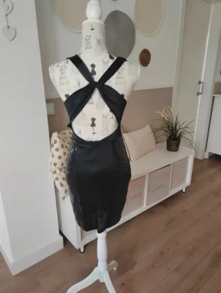 Vestido negro Mango fiesta lentejuelas S