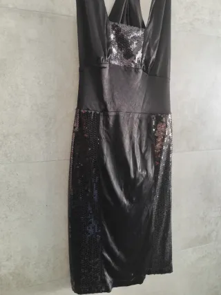 Vestido negro Mango fiesta lentejuelas S