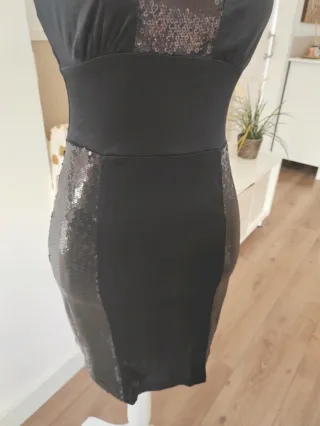 Vestido negro Mango fiesta lentejuelas S