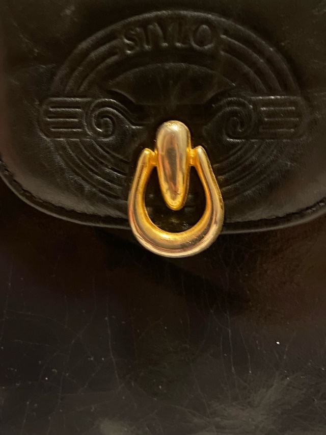 Bolso vintage de cuero negro STYLO | retro años 80