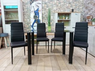 BARATO: MESA DE CRISTAL + 4 SILLAS POLIPIEL