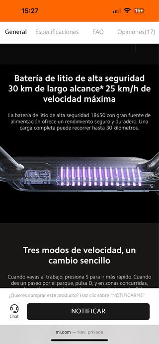 Patinete Eléctrico Xiaomi 1S Casi Nuevo