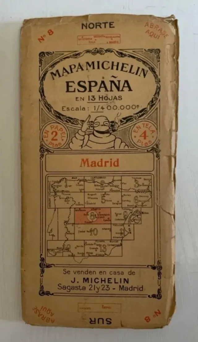Mapa Michelin España 1921 Tela Hoja 8/13