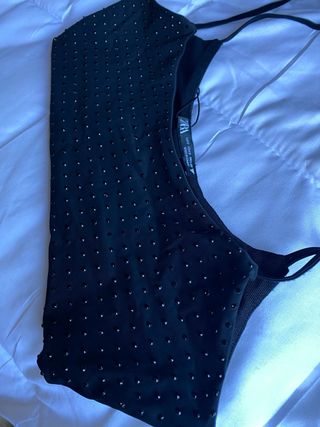 Top Zara brillante negro Talla S