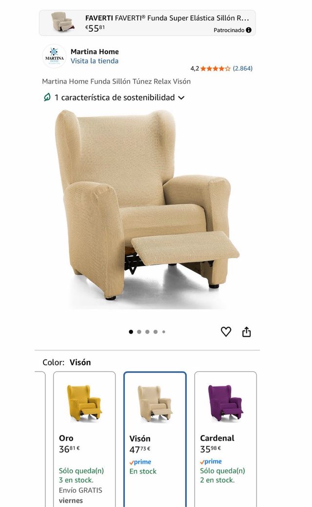 Funda Elástica Sillón Relax Vison NUEVA!