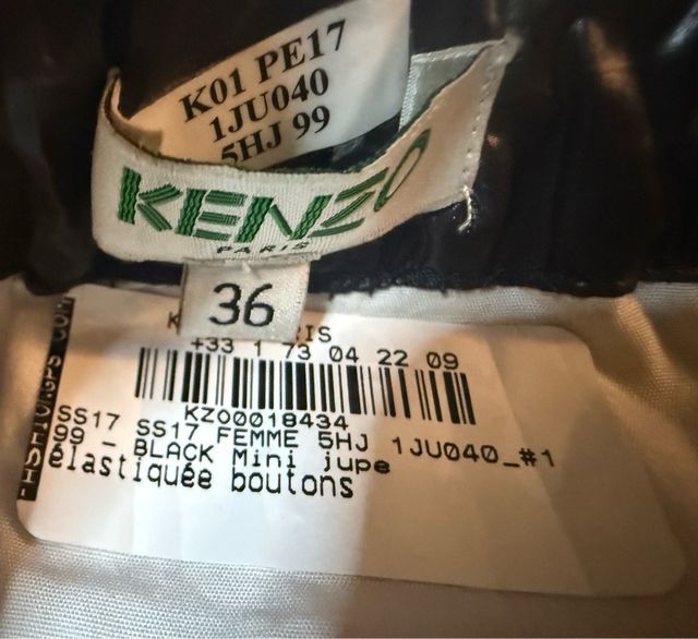 Falda Kenzo Paris Negra Brillante