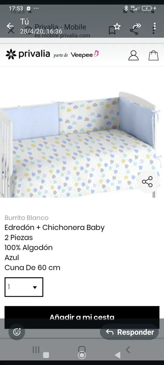 Edredón y chichonera cuna 2 piezas