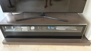 Mueble TV buffet madera y cristal
