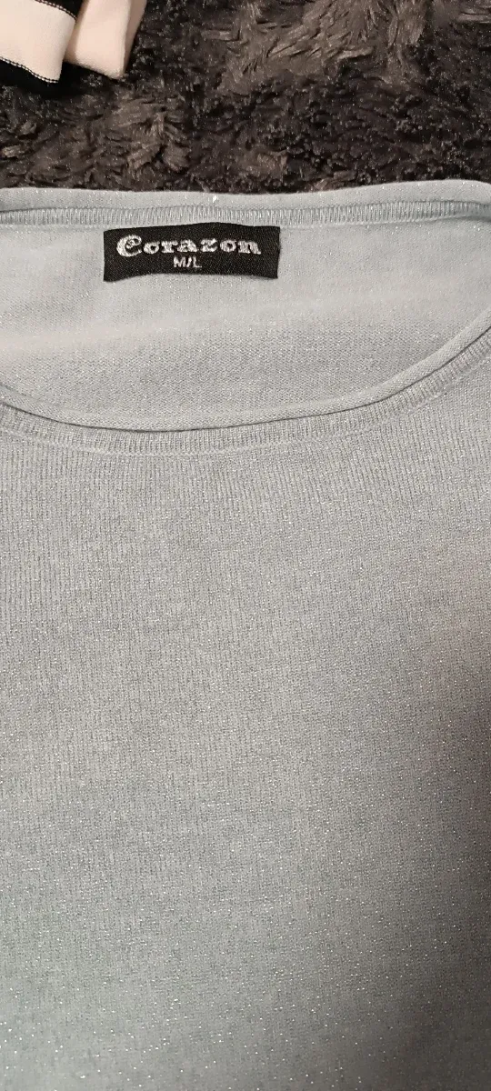 Blusa plateada/verde azulado brillante