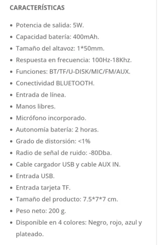 Radio  Altavoz Bluetooth  Pequeño.