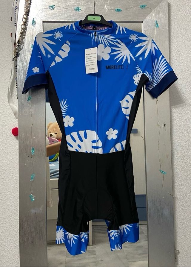 Mono Ciclismo MORELIFE Azul Estampado Floral