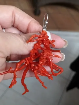 Orecchini corallo rosso e argento 800