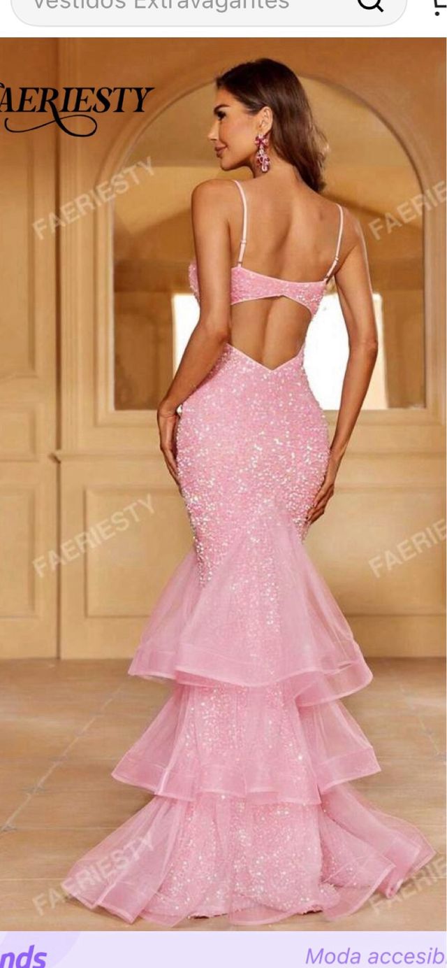 Vestido Faeriesty brillante rosa tul