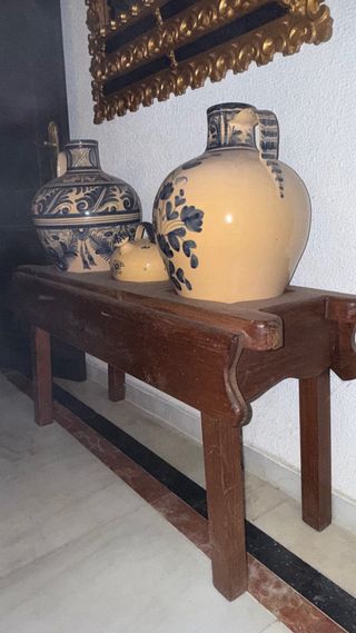 Juego 3 Botijos Decorativos Cerámica + expositor