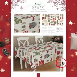 Tovaglia Natale Case e Alberi