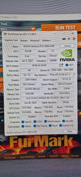 Tarjeta Gráfica Nvidia RTX 3050 8GB