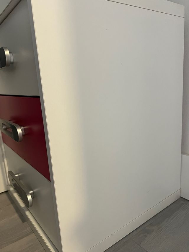 Cajonera 3 cajones rosa y blanca