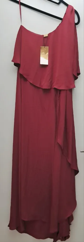 Vestido fiesta gasa burdeos