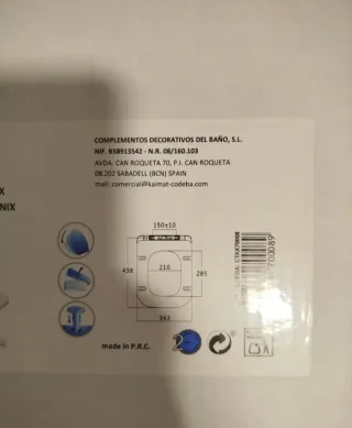 Tapa de WC con medidas 438x343mm