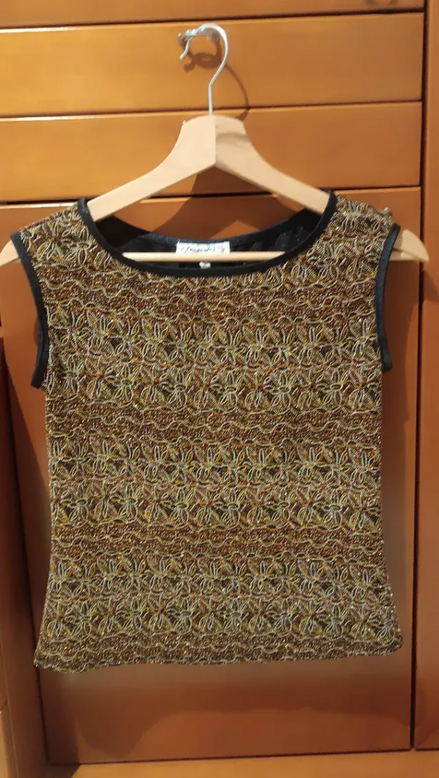 Top fiesta lentejuelas dorado y marrón