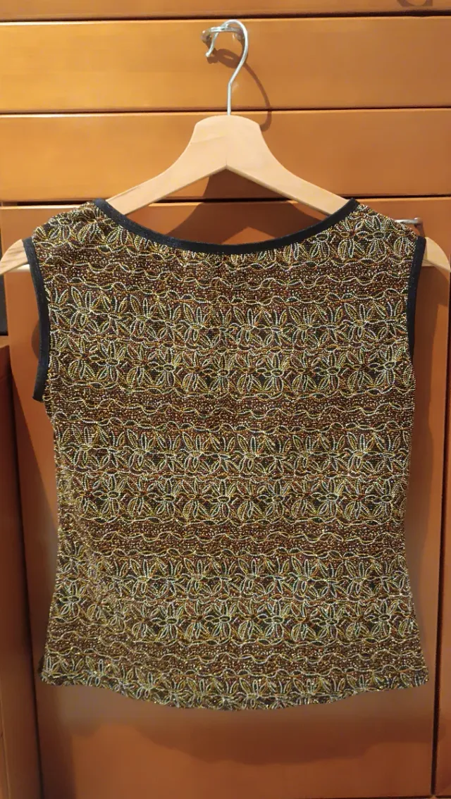 Top fiesta lentejuelas dorado y marrón