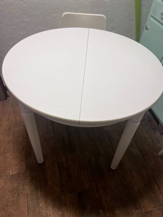 Mesa redonda extensible madera blanca