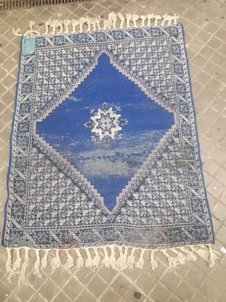 Alfombra Bereber Vintage Azul año 1980