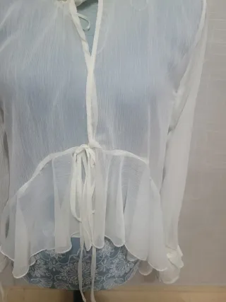 Blusa transparente con lazada