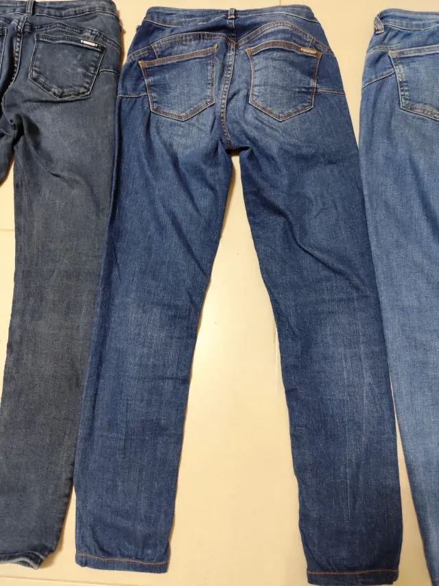 3 Calças de Ganga Slim Fit - Cintura Média