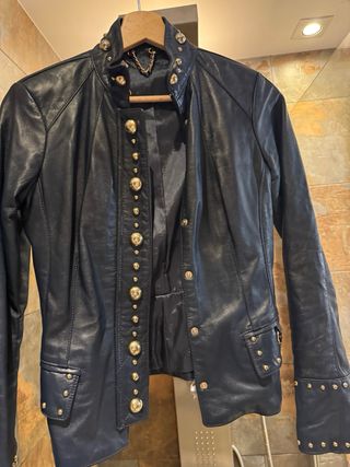 Cazadora Piel Azul Mujer Talla S